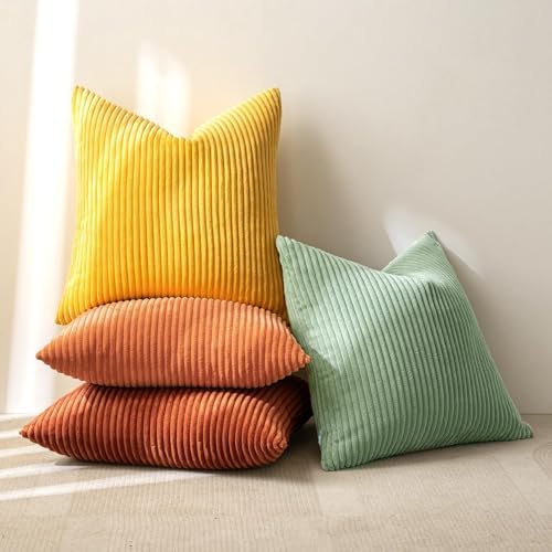 MIULEE Fall Decorative Throw Pillow Covers Yellow Rust Green 16x16 - Image 4