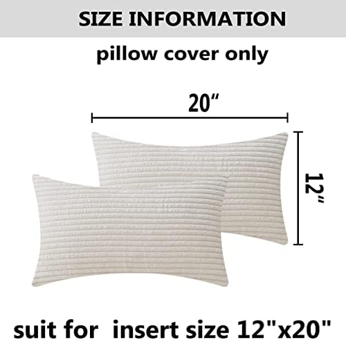 Home Brilliant Rectangle Throw Pillow Covers 12x20 Set of 2 Solid Striped - Image 5