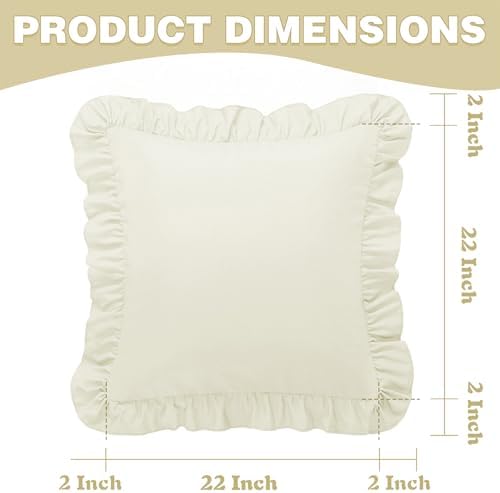 KKJIAF 2 Pack Ruffle Pillow Cases 22x22 Inches - Image 3