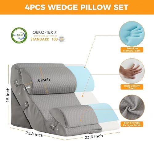 Ruqmuis Wedge Pillow Set for After Surgery, Bed Wedge Pillow - Image 3