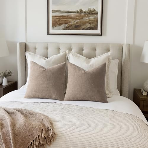 MIULEE 24x24 Inch Euro Textured Chenille Throw Pillow Covers Light Taupe - Image 5