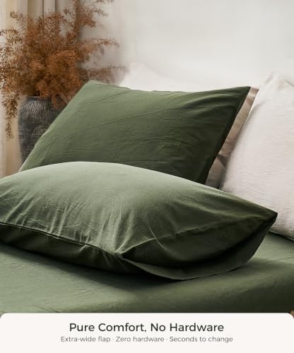 JELLYMONI 100% Washed Cotton Pillowcases, Envelope Closure 2-Pack - Image 5