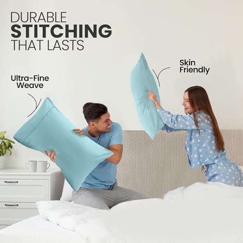 Pillow Cases King Size Set of 2, Ultra Soft Comfy Pillow Covers, Spa Blue - Image 4