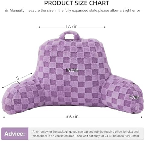 Aimuan Reading Pillow Checkered Bed Rest Wedge Backrest Checkerboard Pillow - Image 3
