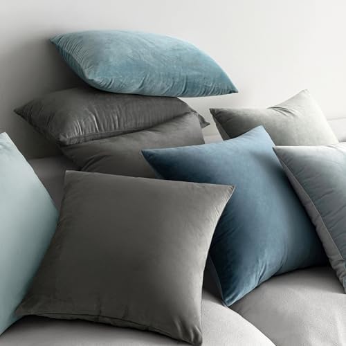 MIULEE 24x24 Inch Pack of 2 Euro Velvet Throw Pillow Covers Medium Gray - Image 4