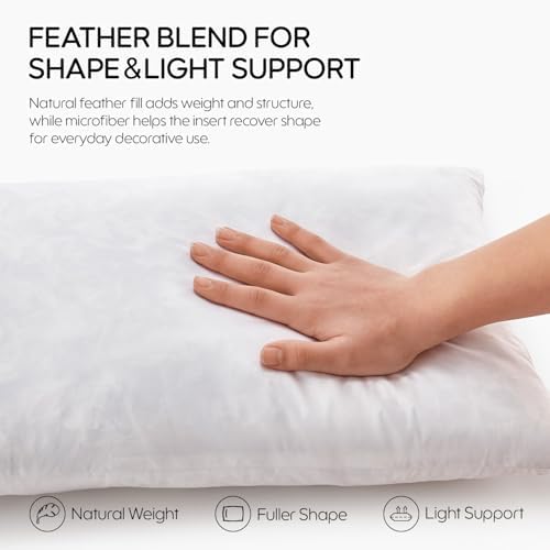 12x20 Feather Lumbar Pillow Insert Set of 2, Decorative Throw Pillow Insert - Image 2