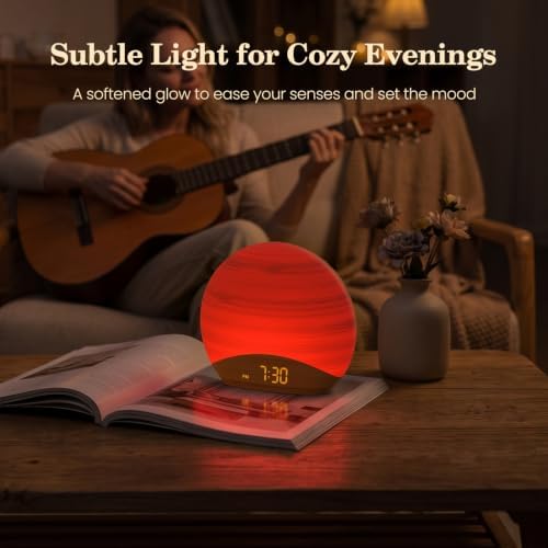 REACHER Natural Wood Grain Sunrise Alarm Clock, Sound Machine & Night Light - Image 5