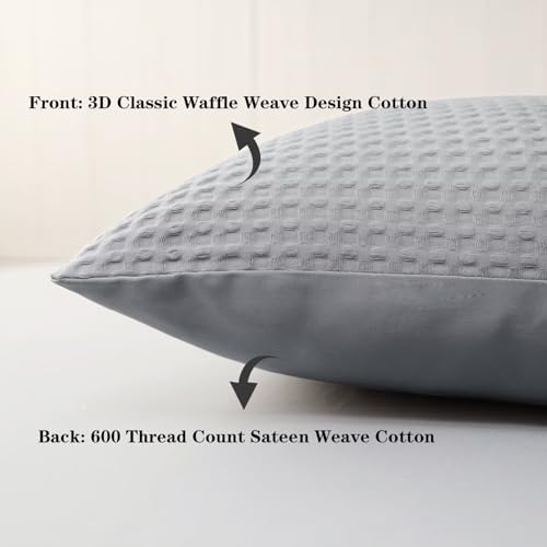 100% Cotton Waffle Pillow Shams Queen Size Set of 2 - Image 5