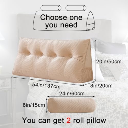 Velvet Triangular Headboard Wedge Pillow - Image 2