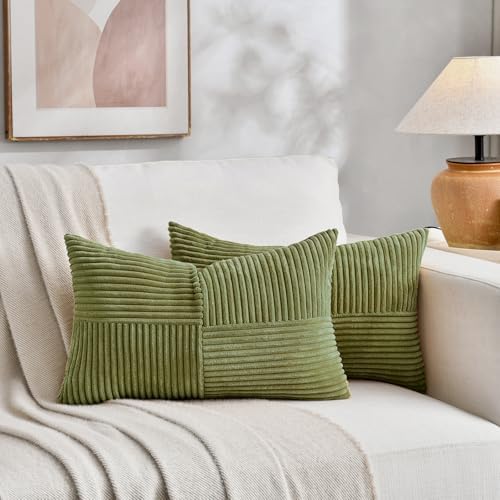 Fancy Homi 2 Packs Moss Green Lumbar Decorative Throw Pillow Covers 12x20 Inch - Image 5