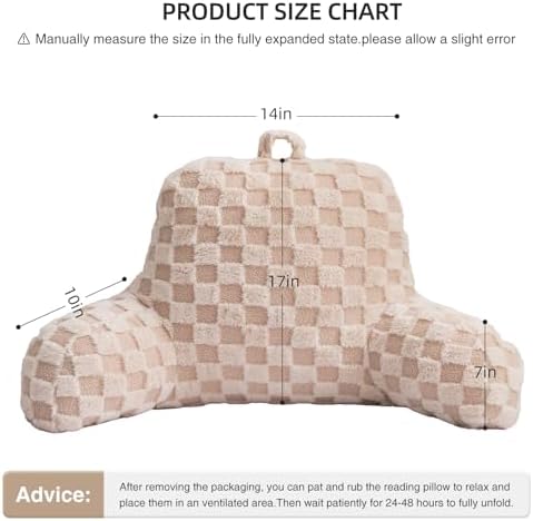 Aimuan Reading Pillow Checkered Bed Rest Wedge Backrest Checkerboard Pillow - Image 3