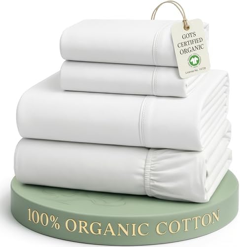 Lane Linen Full Size Sheets 100% Organic Cotton 4pc Percale Cooling by LaneLinen