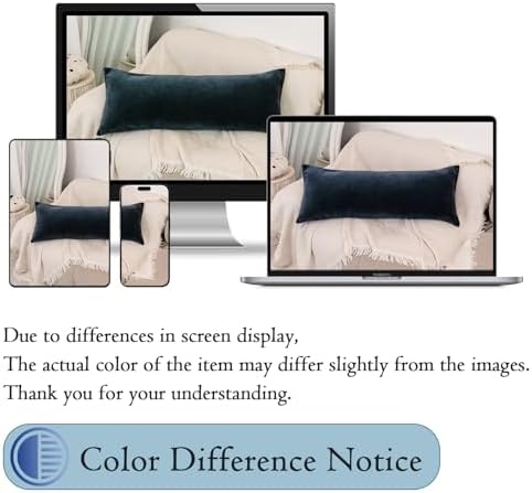 JoraLion Chenille Lumbar Pillow Covers 14X36 inch Dark Blue - Image 3