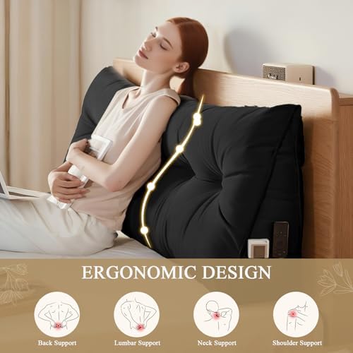 DANGHOOGY Headboard Pillow King, Large Triangular Wedge Headboard Pillow - Image 2