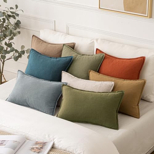 MIULEE Decorative Linen Pillow Covers 18x18 Inch Blue - Image 5