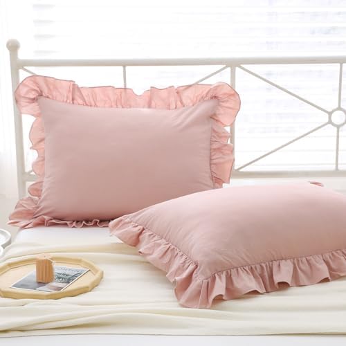 Mywinlle Ruffle Pillowcases Farmhouse Pillow Shams Standard Set of 2, Shabby - Image 3