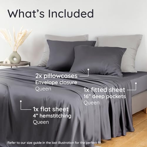 Bambaw 100% Viscose Derived from Bamboo Sheets Queen Size Set – 4pcs Cooling - Image 2