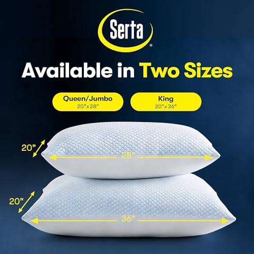 Serta Cooling Bed Pillows Queen Size Set of 2, Medium Soft - Image 2