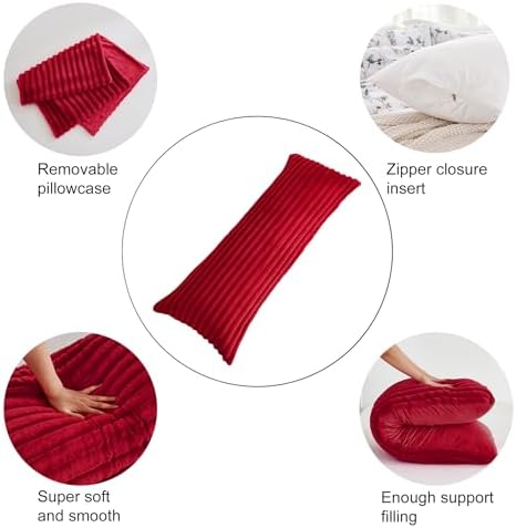 Full Body Pillow with Fluffy Stripe Faux Fur Removable Cover, 7D Fiber Fill - Image 6