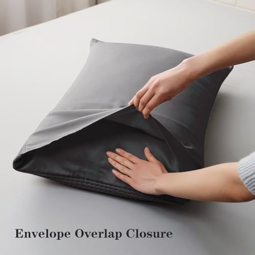 100% Cotton Waffle Pillow Shams Standard Size Set of 2, Dark Grey - Image 4