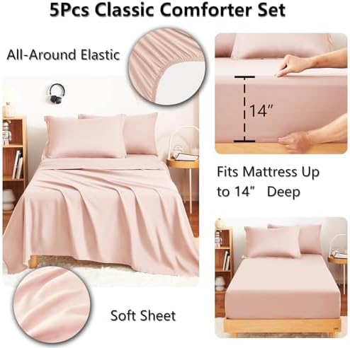 CozyLux Twin XL Comforter Set 68"x88" Blush Pink - Image 5