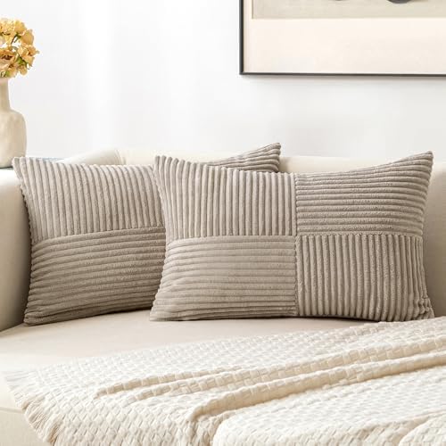 MIULEE Taupe Decorative Lumbar Throw Pillow Covers 12x20 Inch 2 Pack by MIULEE