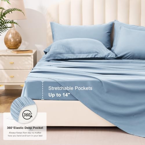 Love's cabin Plaid California King Comforter Set, Light Blue - Image 4