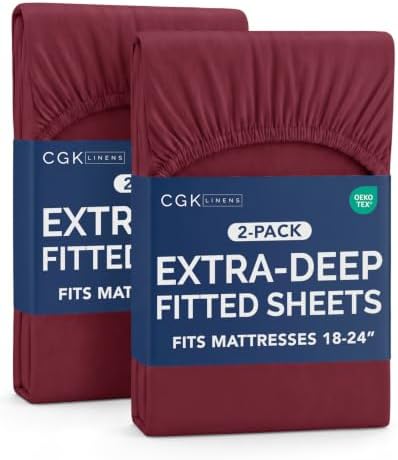 CGK Linens 2 Pack Extra Deep Twin XL Fitted Sheets by CGKUnlimited