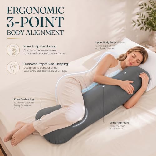 Oubonun Weighted Body Pillow for Side Sleepers, 41x10in 7.15lbs - Image 6