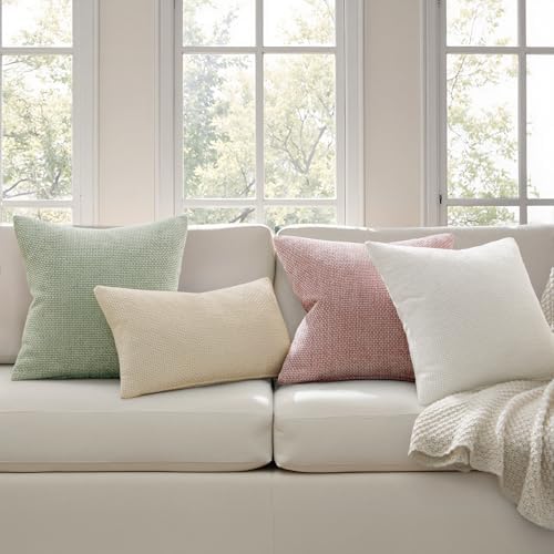 MIULEE Decorative Couch Throw Pillow Covers 16x16 Inch Neutral Cream 2 Pack - Image 3