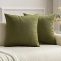MIULEE Velvet Throw Pillow Covers 16x16 Inch Pack of 2 Light Olive Green by MIULEE