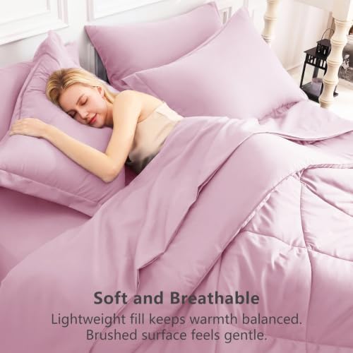 CozyLux King Comforter Set 102"x90" Light Pink - Image 4