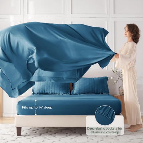 MUXHOMO 7 Pieces Queen Comforter Set, Seersucker Bed in a Bag Queen Size - Image 3