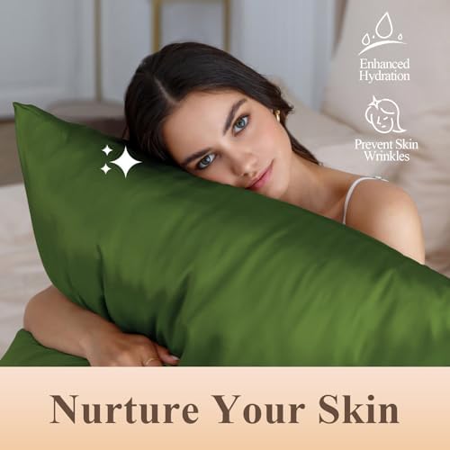 Silk Like Satin Body Pillowcase, Dark Green, 1 Pack, 20x54 Inches - Image 4