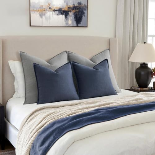 MIULEE Thick Textured Navy Blue Decorative Throw Pillow Covers 22x22 Inch - Image 4