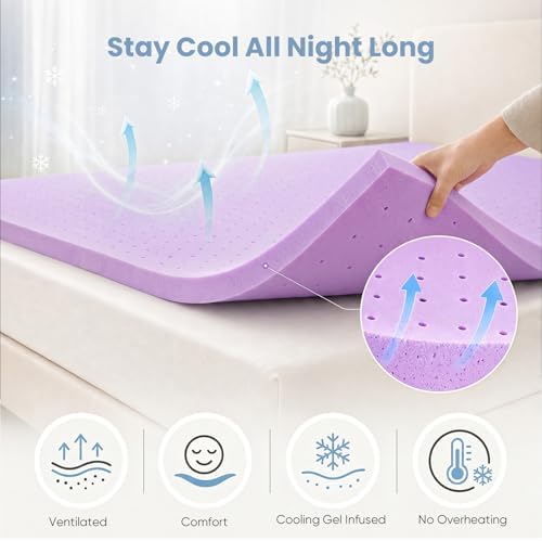DUMOS 2 Inch Mattress Topper Twin XL Cooling Gel Ventilated Memory Foam - Image 3