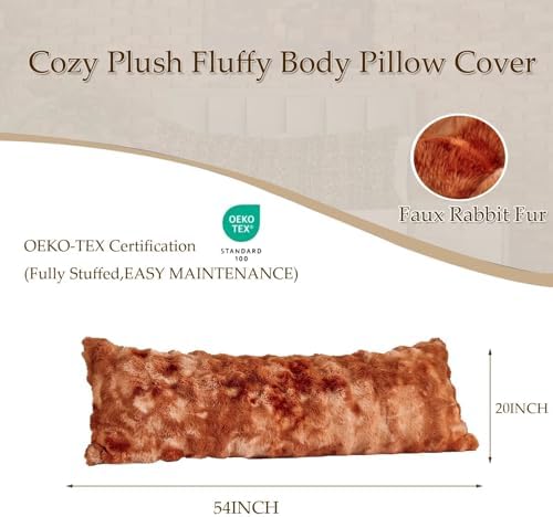 20"x54"Luxury Shaggy Faux Fur Body Pillow Cover, Bubble Fluffy Plush Bed Body - Image 2