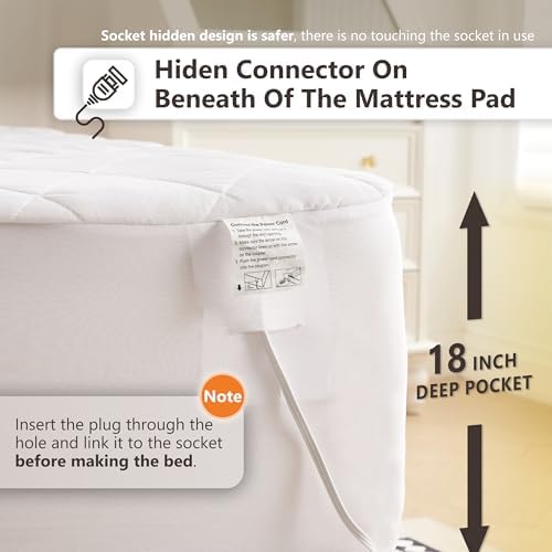 Wapaneus Heated Mattress Pad Queen Size 10 Heat Settings & Dual Control - Image 5