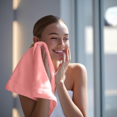 Towel and Linen Mart 100% Cotton - Wash Cloth Set - Flannel Face Cloths, Highly Absorbent and Soft Feel Fingertip Towels (Pink, Pack of 12) - Image 4