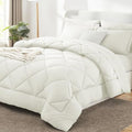 CozyLux Queen Comforter Set 88"x88" Ivory by CozyLux