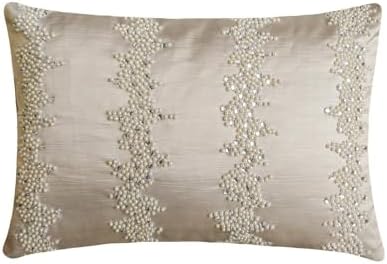 Ivory Decorative Lumbar Pillow Cover 12" x 18" | Pack of 2 Satin Oblong Cushion by TheHomeCentric