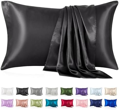 Silk Like Satin Pillowcase Cal King Size, 2 Pack, 20x40 Inches by VCUSUELER