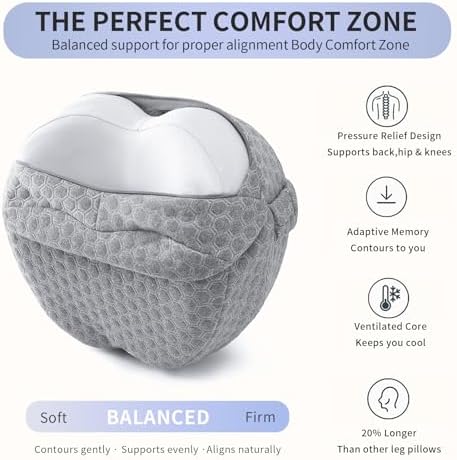 Side Sleeper Heart-Shaped Knee Pillow, Memory Foam Leg Positioning Pillow - Image 3