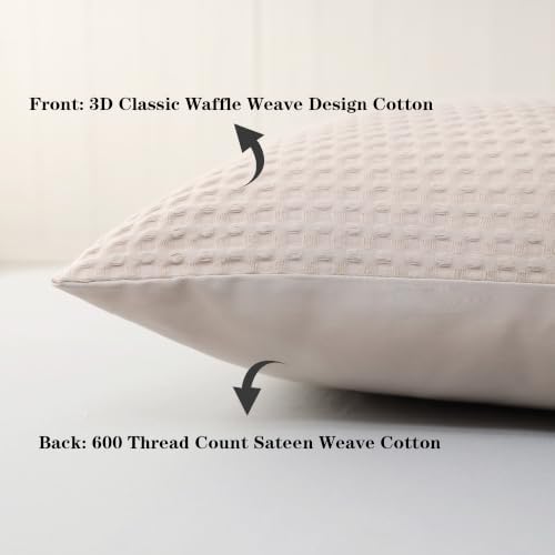 100% Cotton Waffle Weave Body Pillowcase 1 Pack, Envelope Closure, Soft & - Image 3