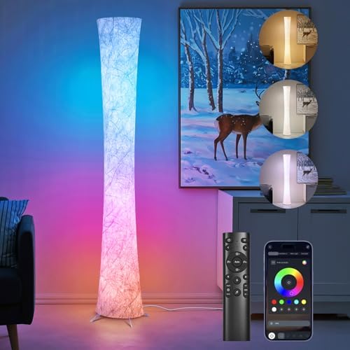 WORLD WIN 61'' RGB LED Corner Floor Lamp, Unique Hourglass Shade, Round by WORLDWIN