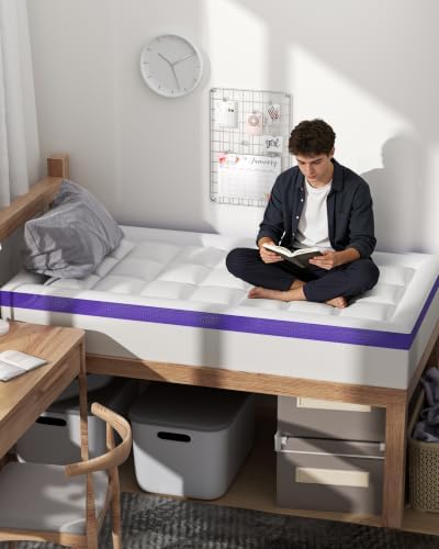 Dorm Room Essentials Dual Layer 4 Inch Memory Foam Mattress Topper Full XL - Image 6