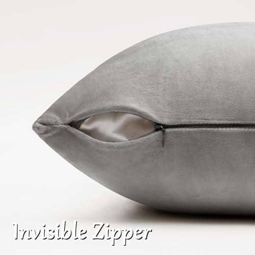 GIGIZAZA Silver Grey Velvet Throw Pillow Covers 12x20 Pack of 2 - Image 4