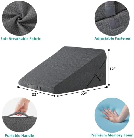 Bedluxe Wedge Pillow for Sleeping, Adjustable 9&12 Inch Foldable Bed Wedge - Image 6