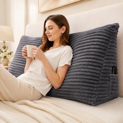 Headboard Pillow King, Headboard Wedge Pillow, Dark Grey by Zonamat