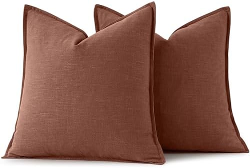 MIULEE Decorative Linen Pillow Covers 18x18 Inch Autumn Glaze - Image 6
